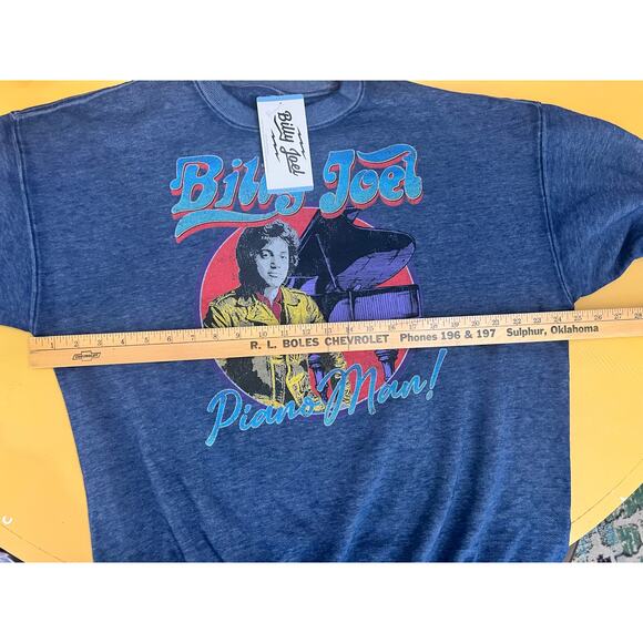 Billy Joel "Piano Man" Dropped Shoulder Fleece Graphic Sweatshirt Blue Large NWT - Picture 7 of 10